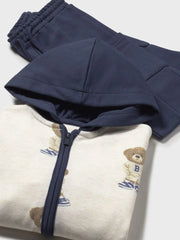 Closer view of the Mayoral teddy bear tracksuit.