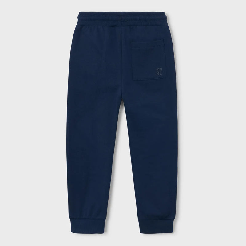 Back of the Mayoral navy track bottoms.