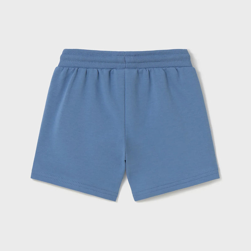 Back view of the Mayoral blue track shorts.