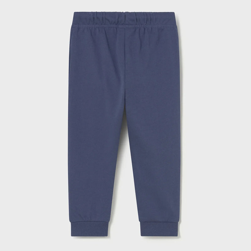 Baby boy's navy blue track bottoms.