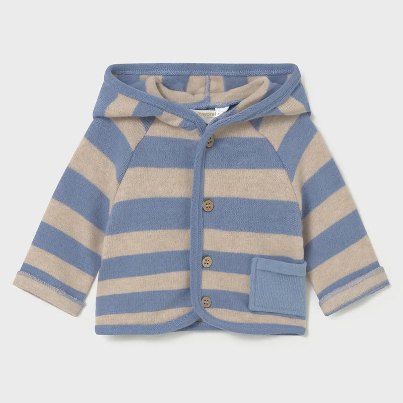 Newborn boy's striped cardigan.