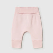 Newborn girl's pale pink bottoms.