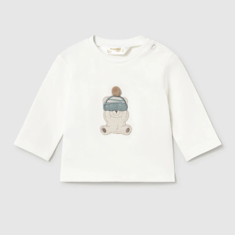 Baby boy's cream white long sleeve t-shirt.