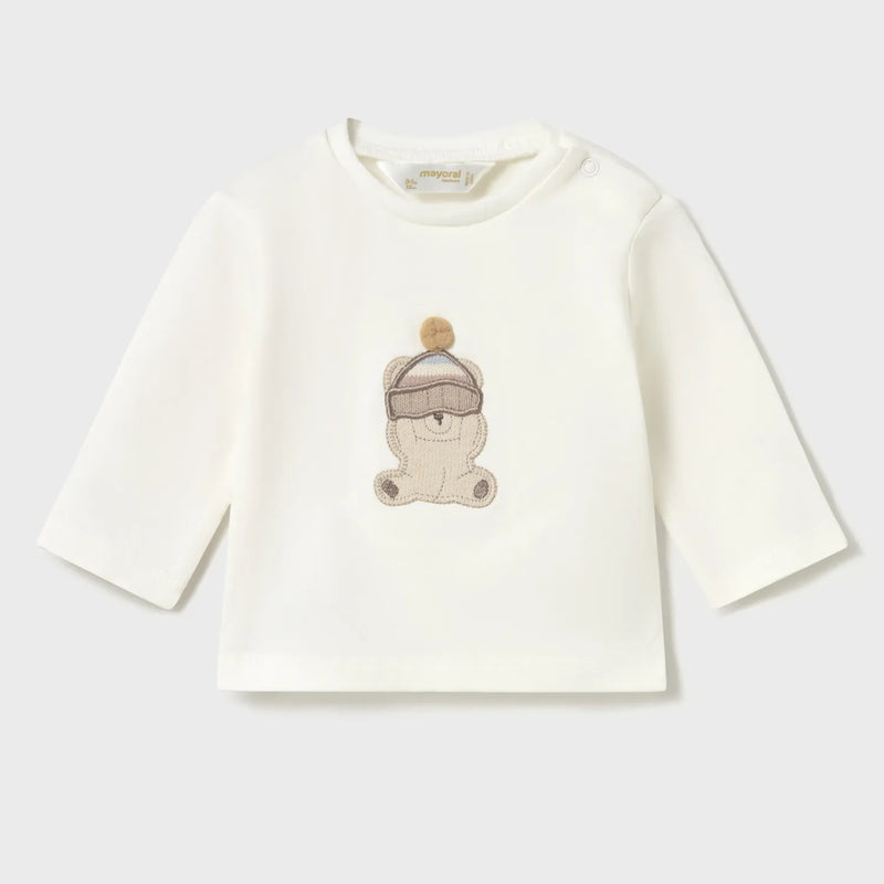 Baby boy's cream white long sleeve t-shirt.