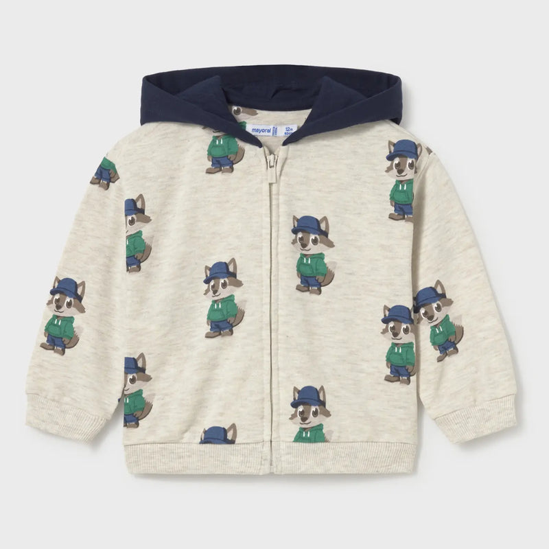 Mayoral baby boy's marl grey zip up hoodie.