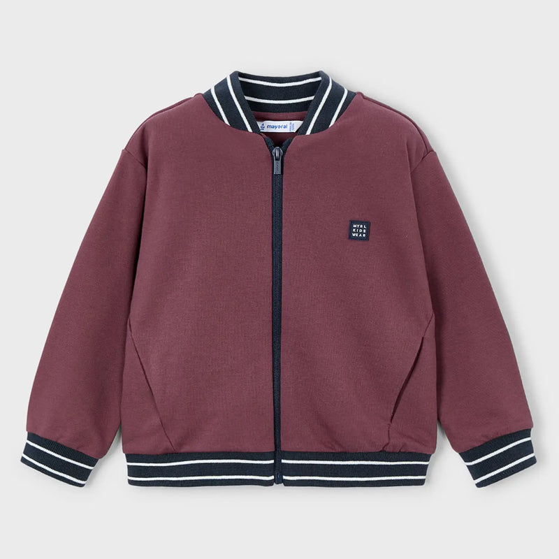 Boy's burgundy zip up top.