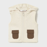 Baby boy's light beige hooded gilet.