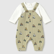 Mayoral baby boy's tractor print romper - 02679.