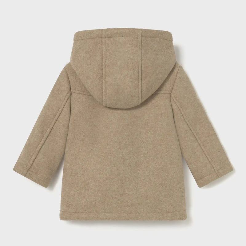 Back of the Mayoral brown duffle coat.