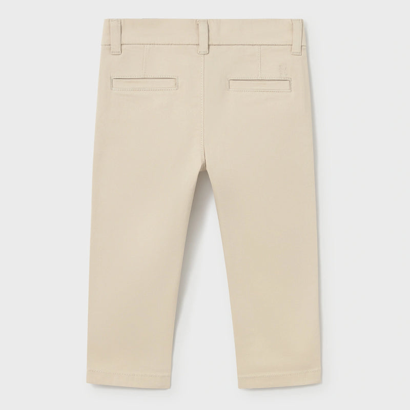 Rear view of the Mayoral tan trousers.