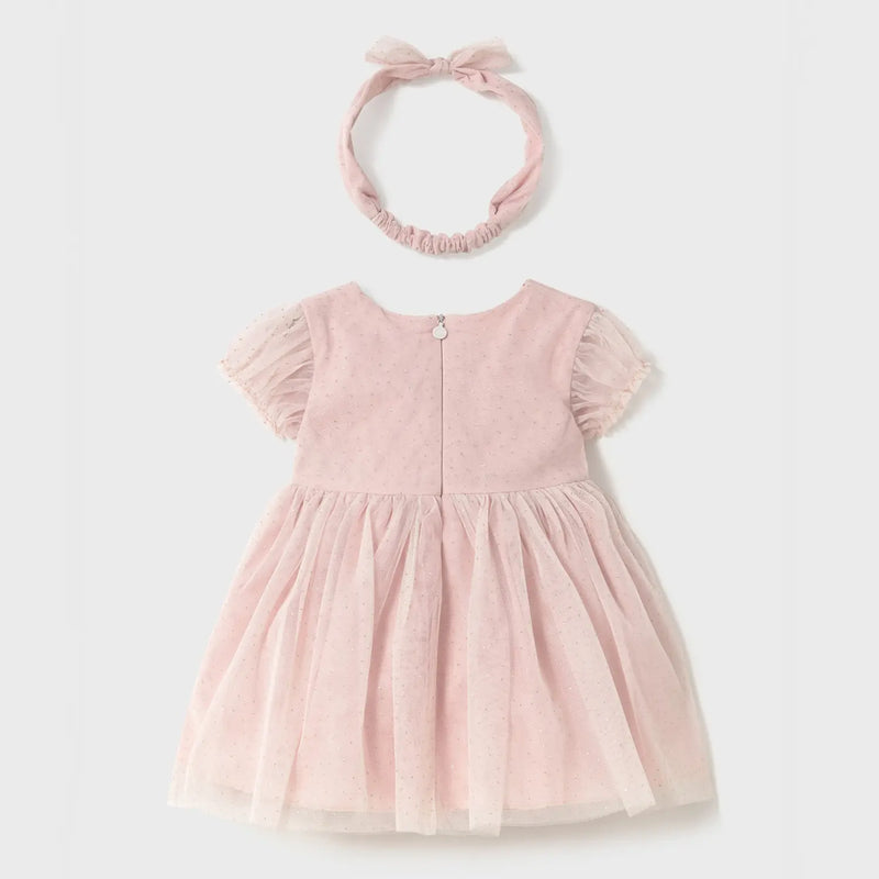 Back view of the Mayoral pink tulle dress.