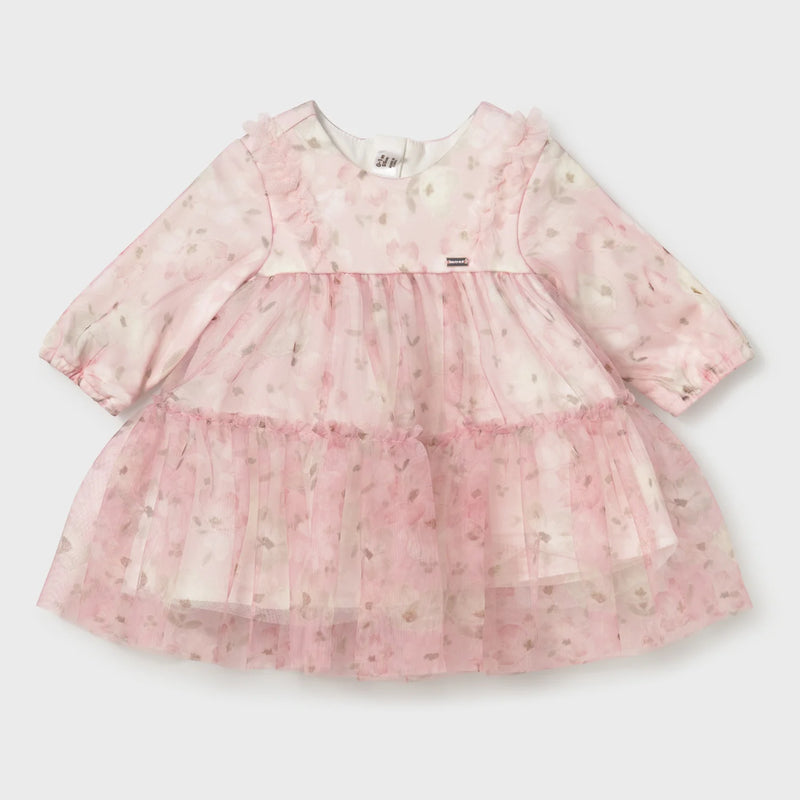 Mayoral girl's pink tulle dress - 02808.
