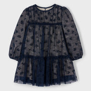 Mayoral girl's navy tulle dress - 04919.