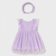 Back of the Mayoral pink tulle dress & headband.