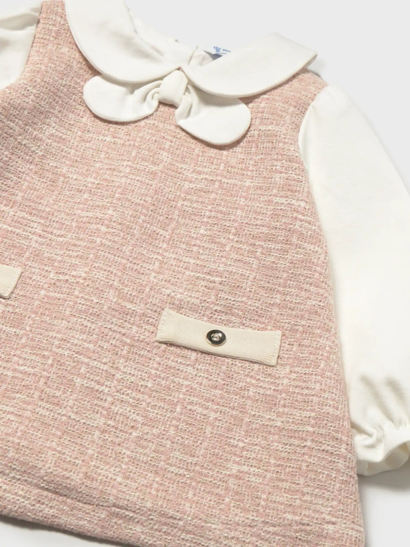 Closer look at the Mayoral tweed dress.