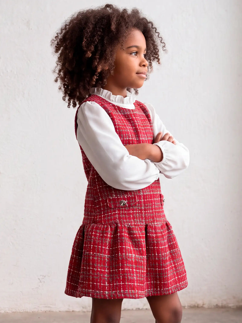 Mayoral Tweed Dress - Red