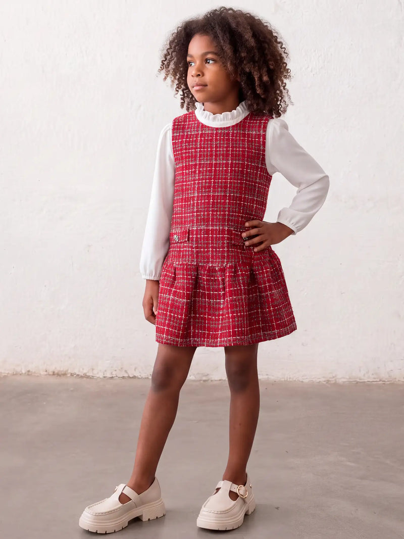 Mayoral Tweed Dress - Red