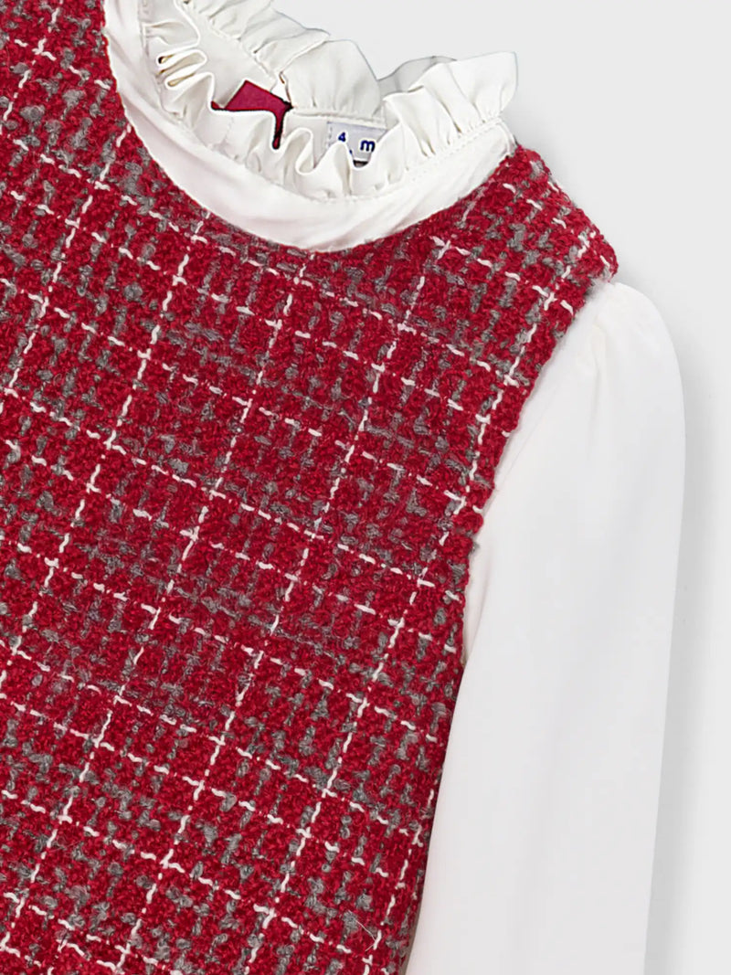 Closer look at the Mayoral tweed dress.