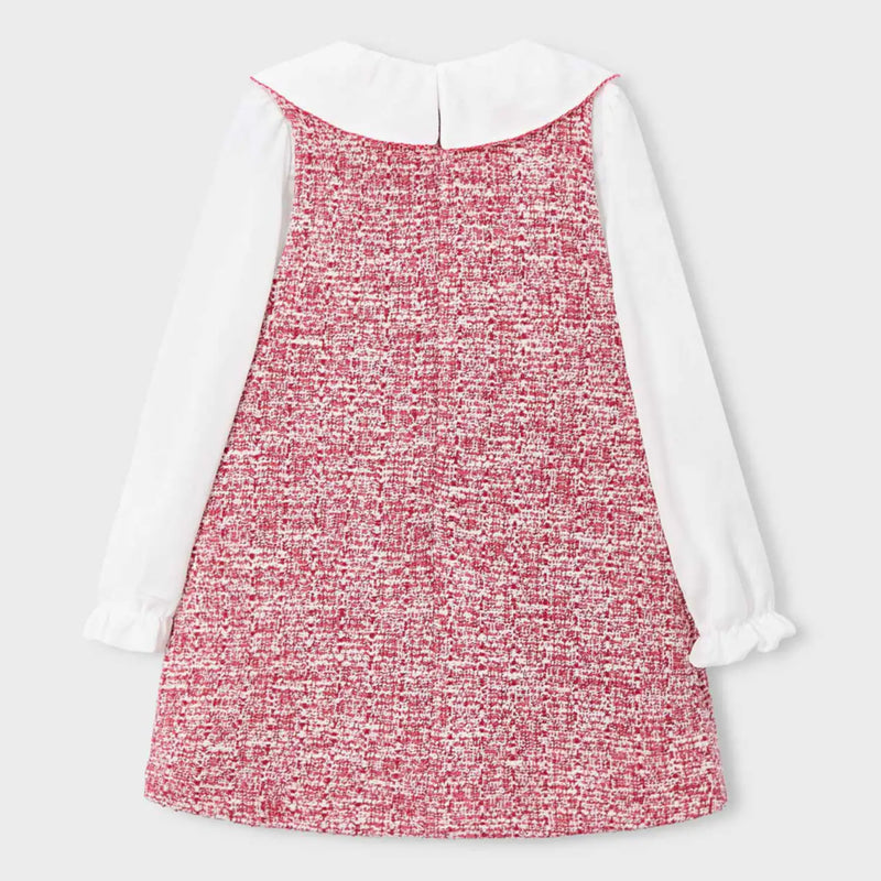 Back of the Mayoral red tweed dress.