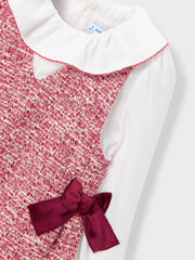 Closer view of the Mayoral tweed dress.