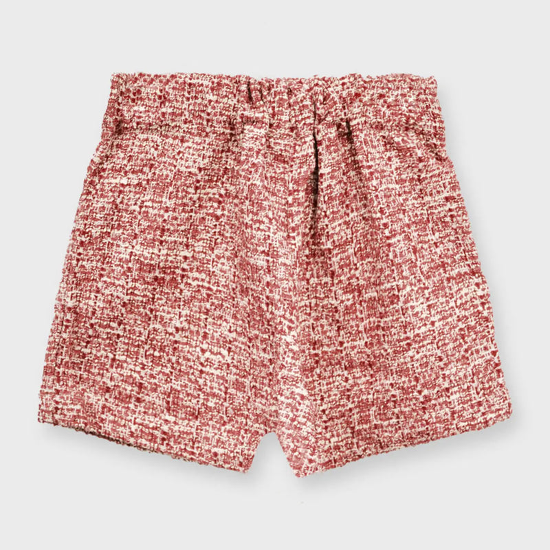 Back of the Mayoral red tweed shorts.