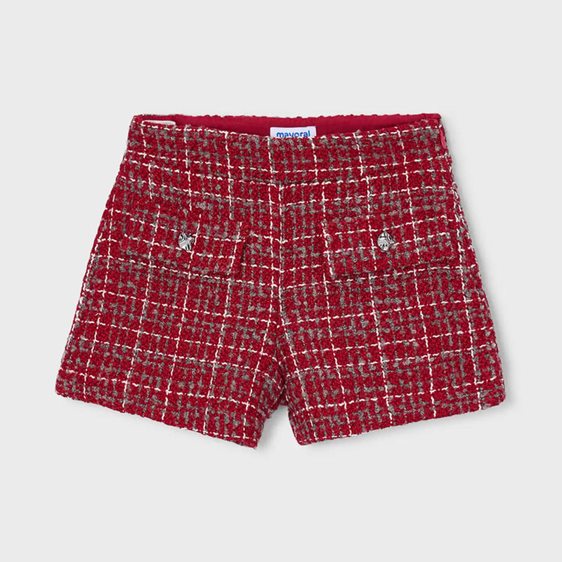 Mayoral girl's red tweed shorts - 04230.