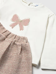 Closer look at the Mayoral tweed skirt set.
