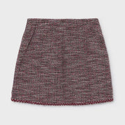 Back of the Mayoral burgundy tweed skort.