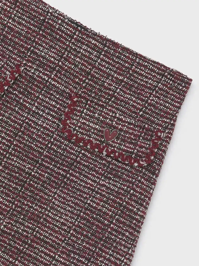 Closer view of the Mayoral tweed skort.