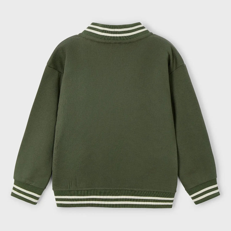 Back of the Mayoral green varsity jacket.