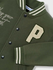 Closer look at the Mayoral varsity jacket.