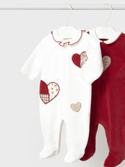 Mayoral white velour babygrow - 02702.