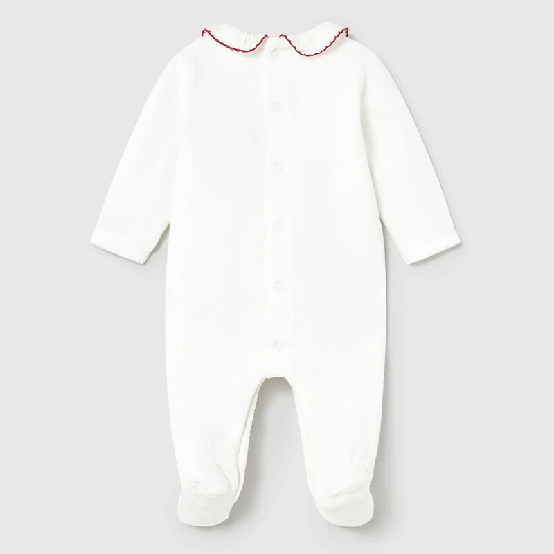Back of the Mayoral white velour babygrow.
