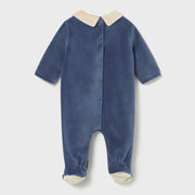 Back of the Mayoral blue velour babygrow.