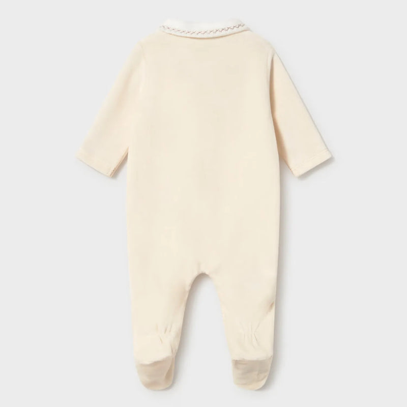 Back of the Mayoral cream velour babygrow.