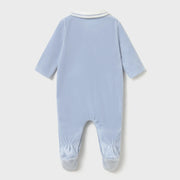 Back of the Mayoral blue velour babygrow.