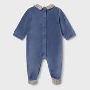 Back of the Mayoral blue velour babygrow.