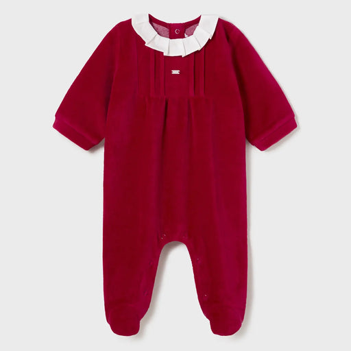 Mayoral girl's red velour babygrow - 02776.