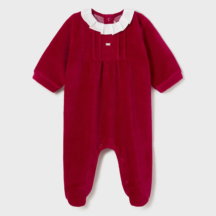 Mayoral girl's red velour babygrow - 02776.