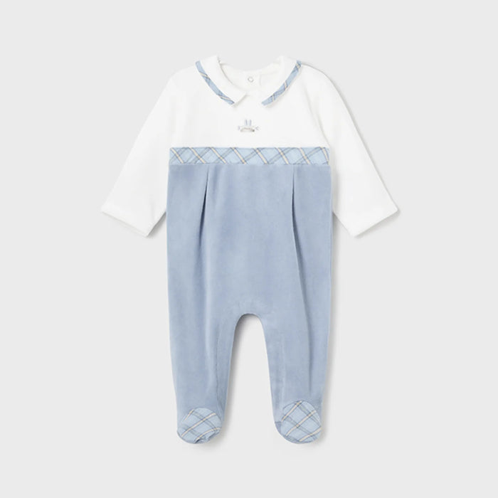 Mayoral Velour Babygrow - Sky