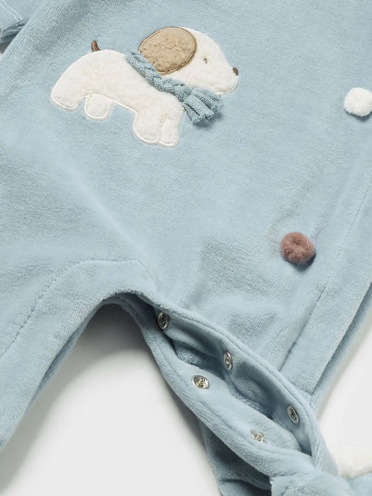 Closer look at the Mayoral velour babygrow.