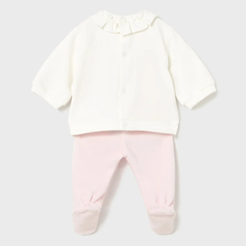 Back of the Mayoral velour leg warmer set.