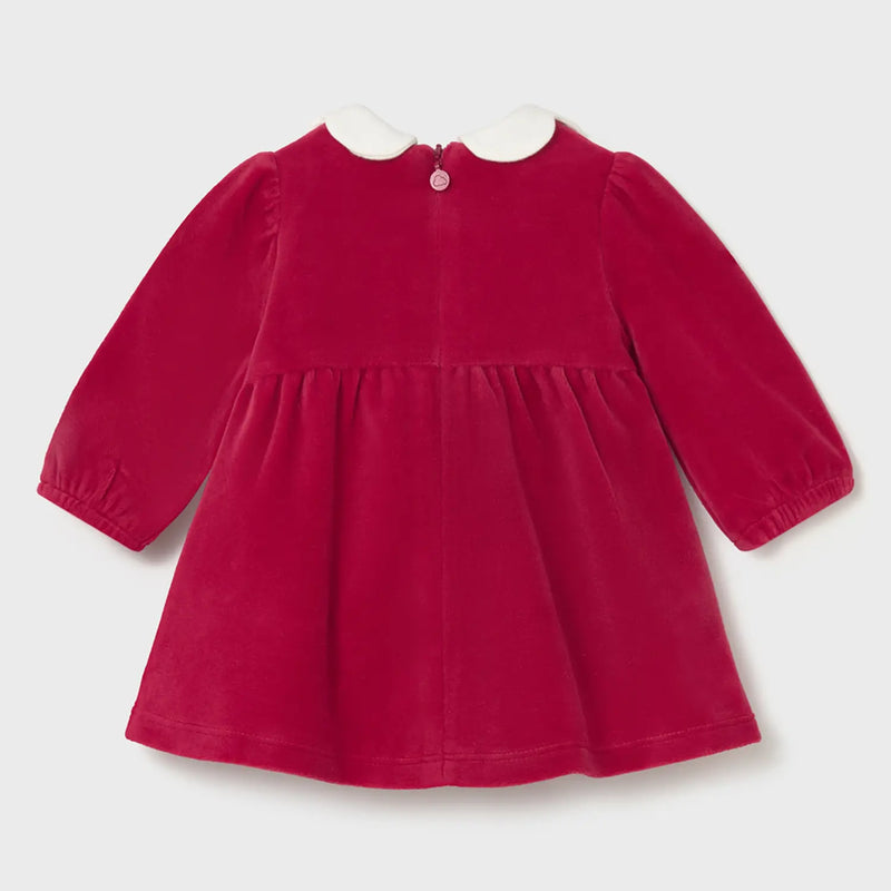 Rear view of the Mayoral velvet dress.