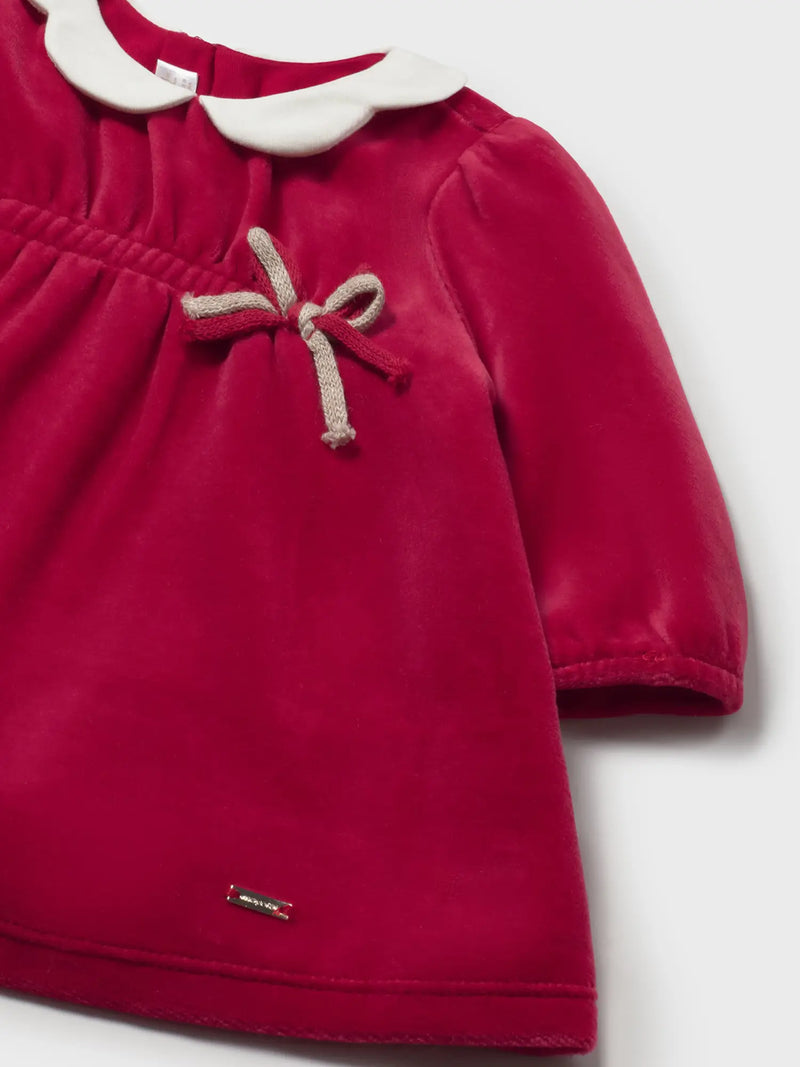 Closer look at the Mayoral velvet dress.