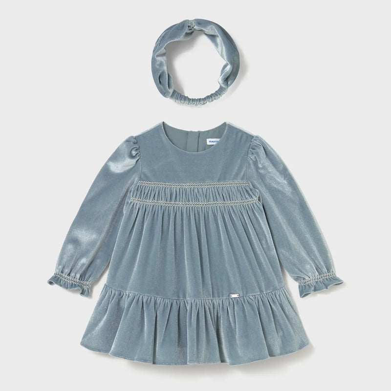 Mayoral baby girl's velvet dress & headband - 02904.