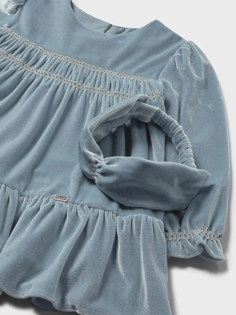 Closer look at the Mayoral velvet dress & headband.