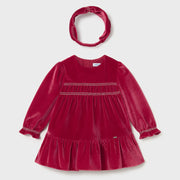 Mayoral red velvet dress & headband - 02904.