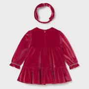 Back of the Mayoral red velvet dress & headband.