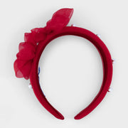 Closer view of the Mayoral velvet headband.