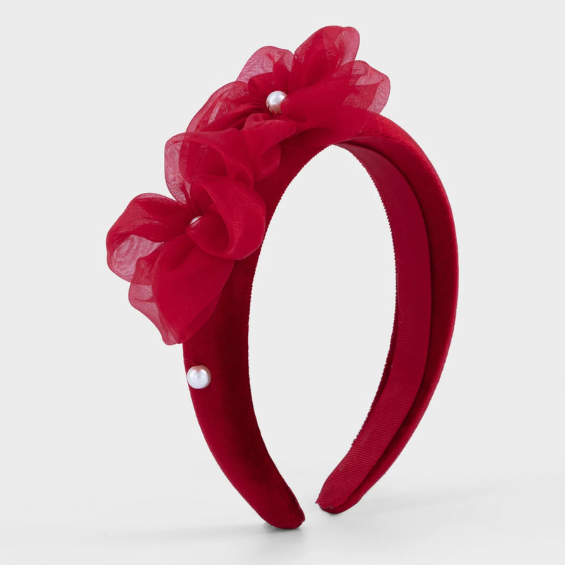 Mayoral red velvet headband - 10314.